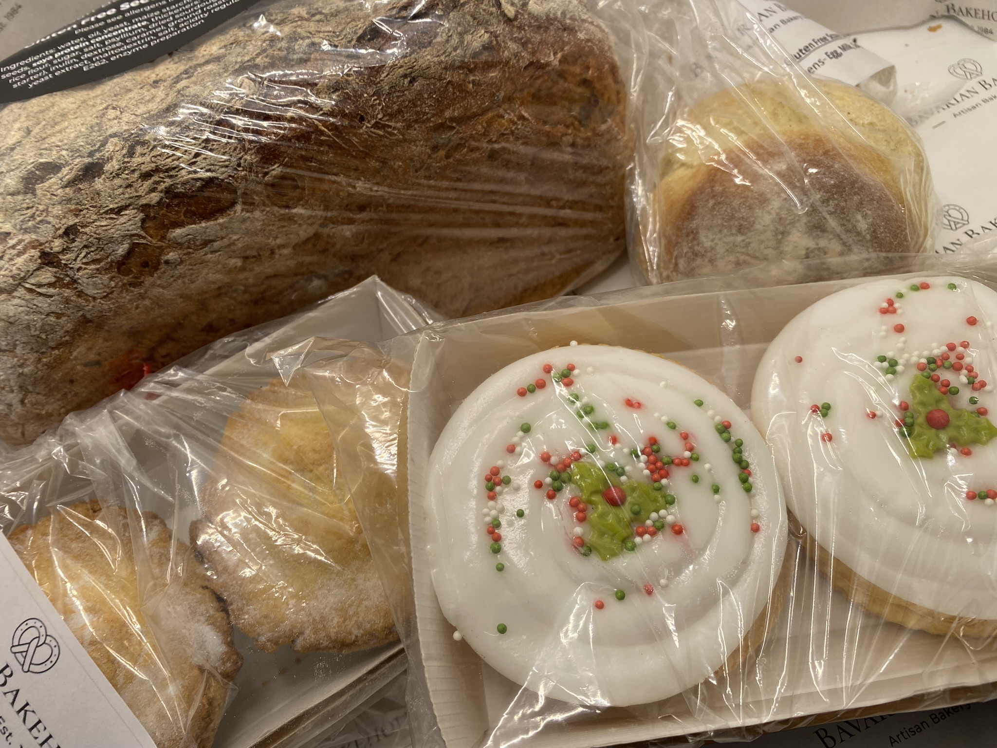 Gluten free treat box including a loaf, mince pies, empires and scones