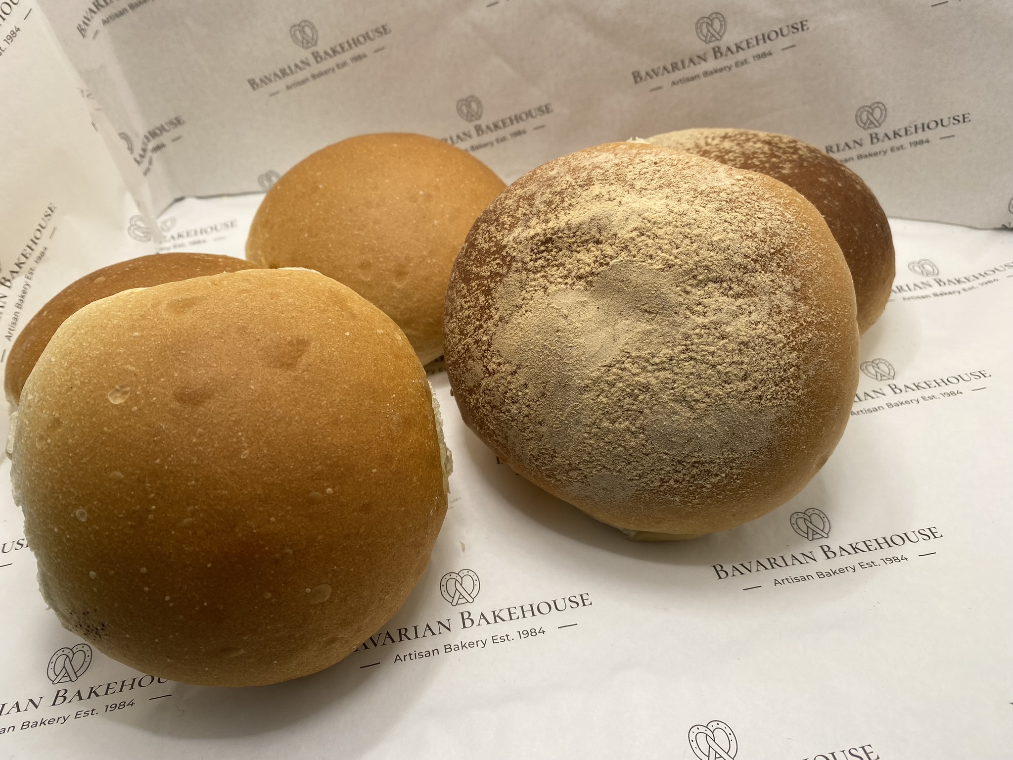 selection of white morning rolls, available in soft, crispy, well fired and crispy well fired.