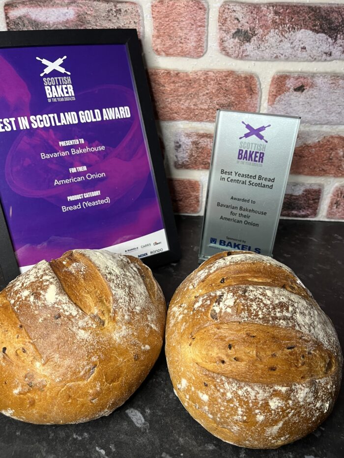 2 american onion cobbs with scottish bakers award and certificate. A sweet and tangy onion flavoured bread.