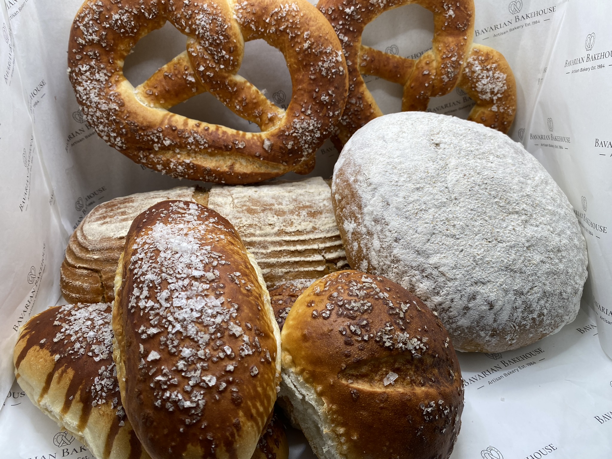 Oktoberfest traditional breads large salted pretzels pretzel burger buns pretzel hot dog buns kassler rye loaf and franken rye loaf